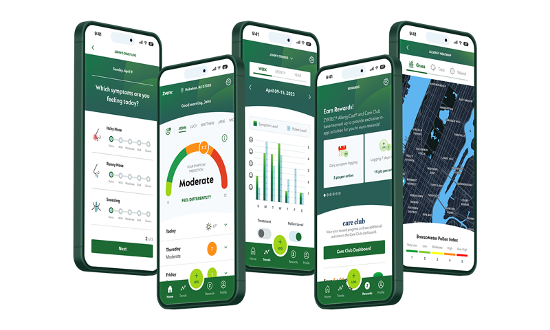Zyrtec AllergyCast App Screens Token Documenation