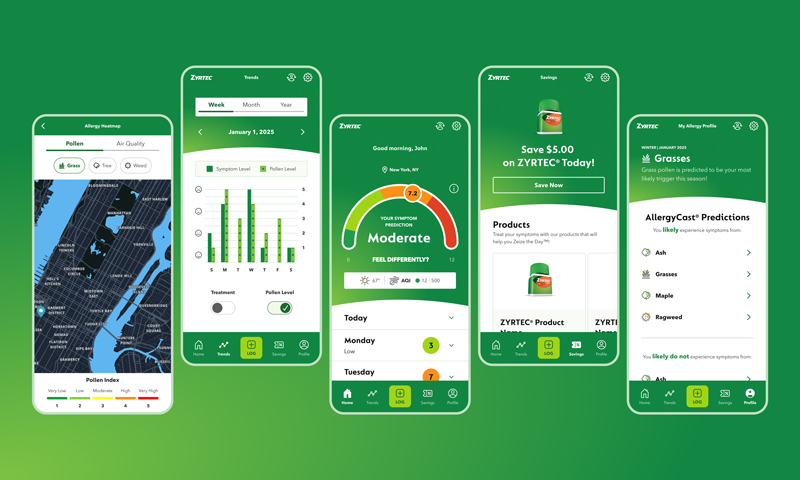 Zyrtec AllergyCast App Screens from 2025