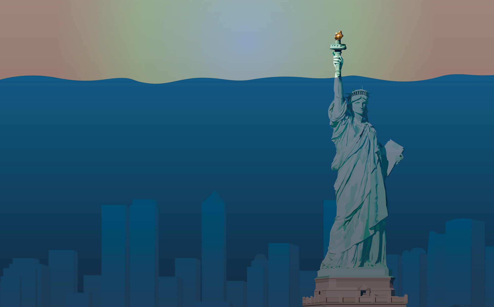 Statue of liberty under water